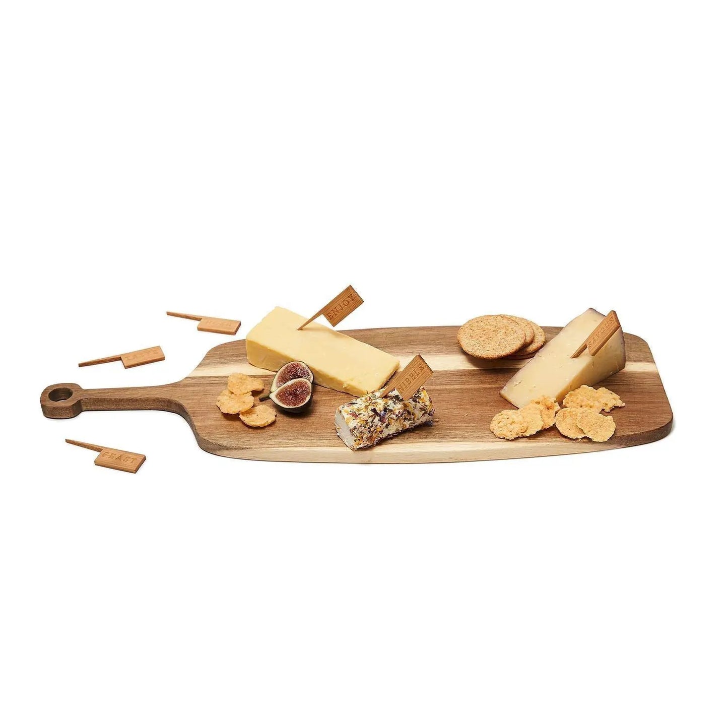Acacia Wood Serving Board and Bamboo Markers