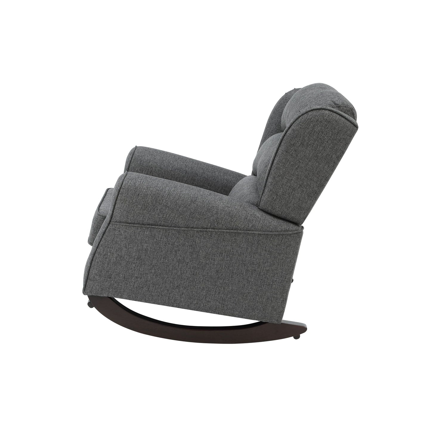 Fabien Rocking Chair in Gray with gray fabric upholstery and curved wooden rocker base on Tampa Home & Garden Store