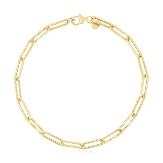 Bracelet 14k yellow gold bead paperclip by Bids.com with bead chain and paperclip links on Tampa Home & Garden Store
