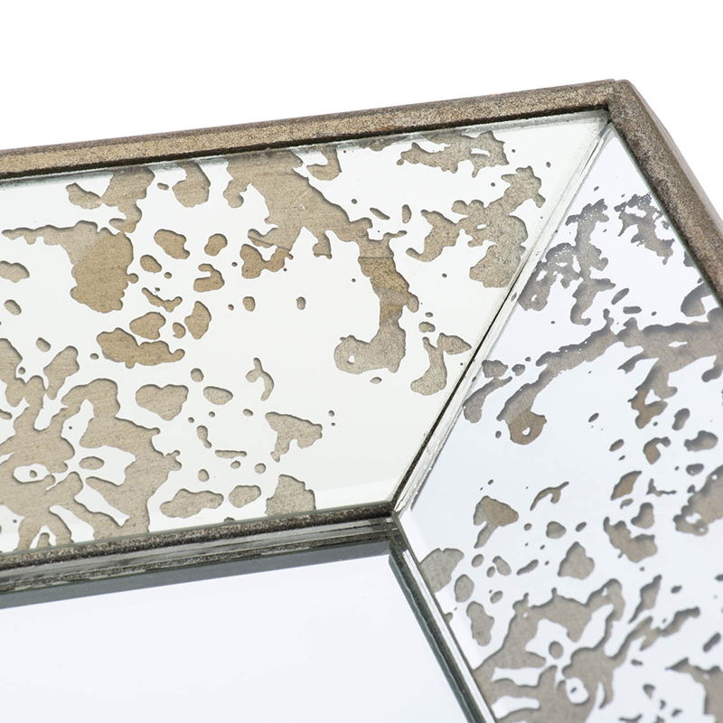 Antique rectangle wall mirror HouseOfZazla, distressed metallic frame with floral accents on Tampa Home & Garden Store