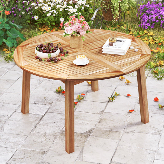 53 Inch Outdoor Acacia Wood Dining Table for 4-6 People - Tampa Home & Garden Store