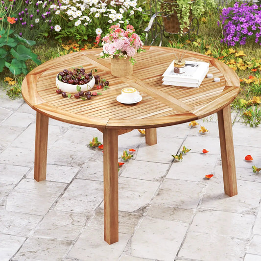 53 Inch Outdoor Acacia Wood Dining Table for 4-6 People - Tampa Home & Garden Store