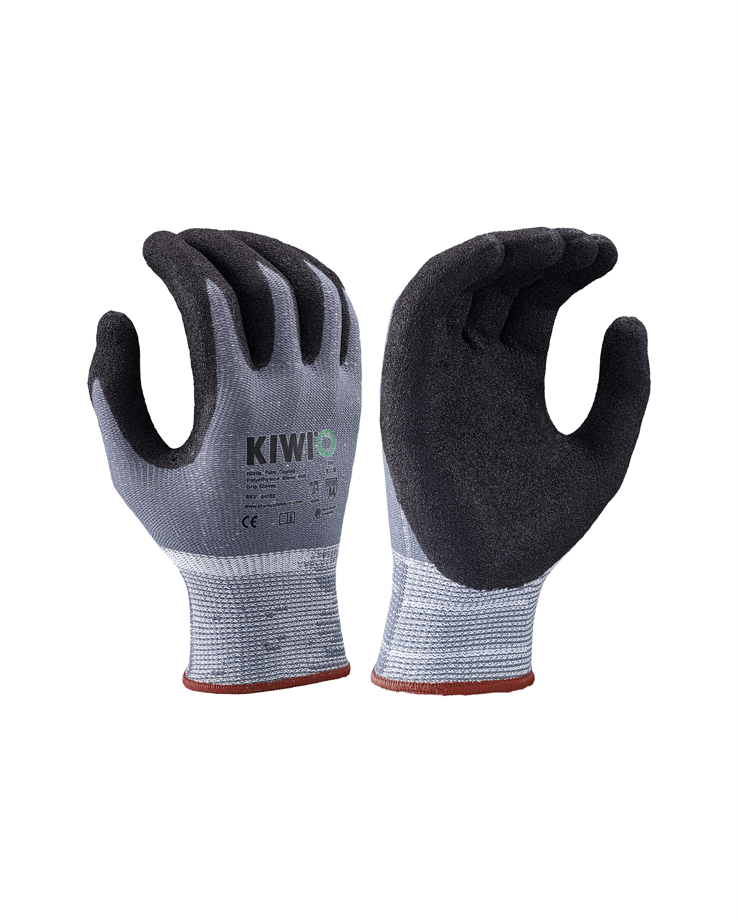 Kiwi A4 cut resistant nitrile gloves pair, gray and black with textured grip, Kiwi brand on Tampa Home & Garden Store