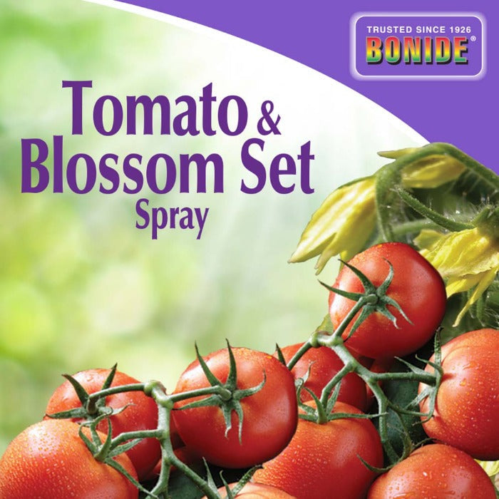 Bonide Tomato & Blossom Set Spray 8 oz bottle, purple packaging, Bonide logo, tomato imagery on Tampa Home & Garden Store