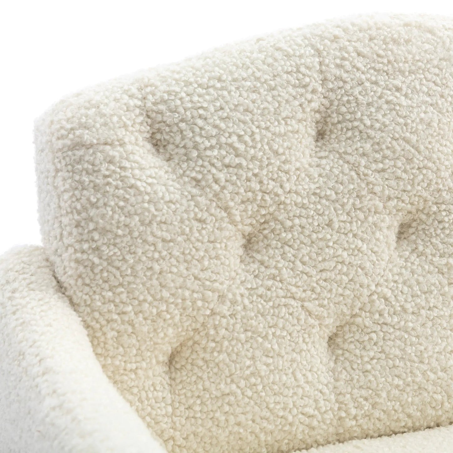Coolmore modern armchair white teddy plush upholstery close-up on Tampa Home & Garden Store