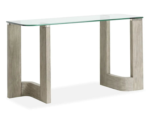 Bartlett rectangular end table with glass top and light wood legs by Unique Piece Furniture on Tampa Home & Garden Store