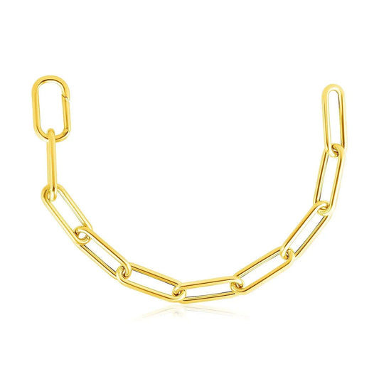 14k yellow gold rounded paperclip chain necklace by Bids with elongated rectangular links on Tampa Home & Garden Store