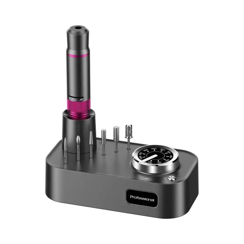 Nail drill machine 35000rpm with pink-accent handpiece on base and drill bits Professional on Tampa Home & Garden Store