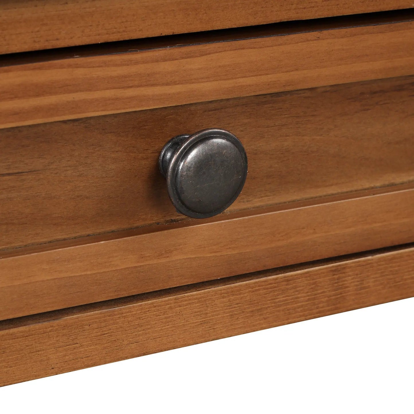 36 inch farmhouse pine console table with drawers, warm brown finish and metal knob on Tampa Home & Garden Store