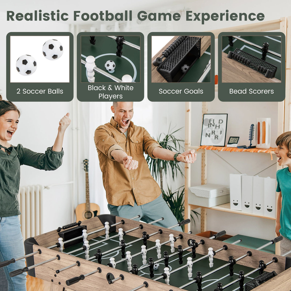 54-inch DirectDeals foosball table with 26 players and 2 balls in natural wood finish on Tampa Home & Garden Store