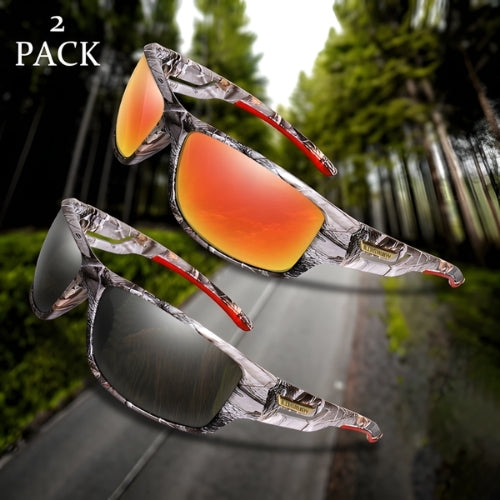 Polarized camouflage sunglasses by BikerZoneZ, 3-pack with mirrored orange lenses, UV400 on Tampa Home & Garden Store