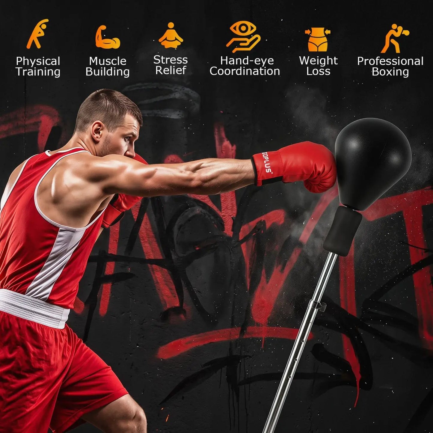 Height Adjustable Punching Bag Stand for Teens