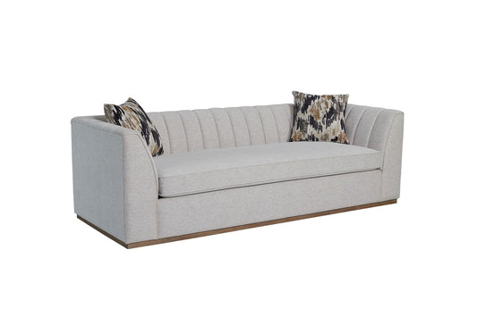 Channel sofa off white with vertical channel tufting, stationary, includes two pillows on Tampa Home & Garden Store