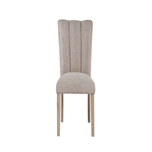 Sheena 5-Piece dining set with high-back upholstered chairs in beige fabric and wood legs on Tampa Home & Garden Store