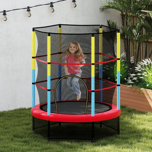55 Inch Mini Trampoline for Kids with Safety Enclosure Net for Indoor Outdoor - Tampa Home & Garden Store