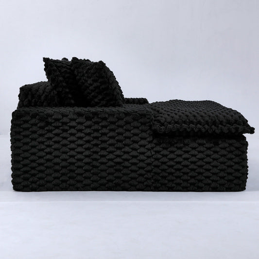 Harbor Luxury Sofa Turtle Fleece Fabric plush black tufted textile stacks on Tampa Home & Garden Store