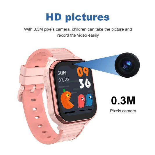 Children's GPS smart watch pink strap with 0.3MP camera and 4G location tracking on Tampa Home & Garden Store