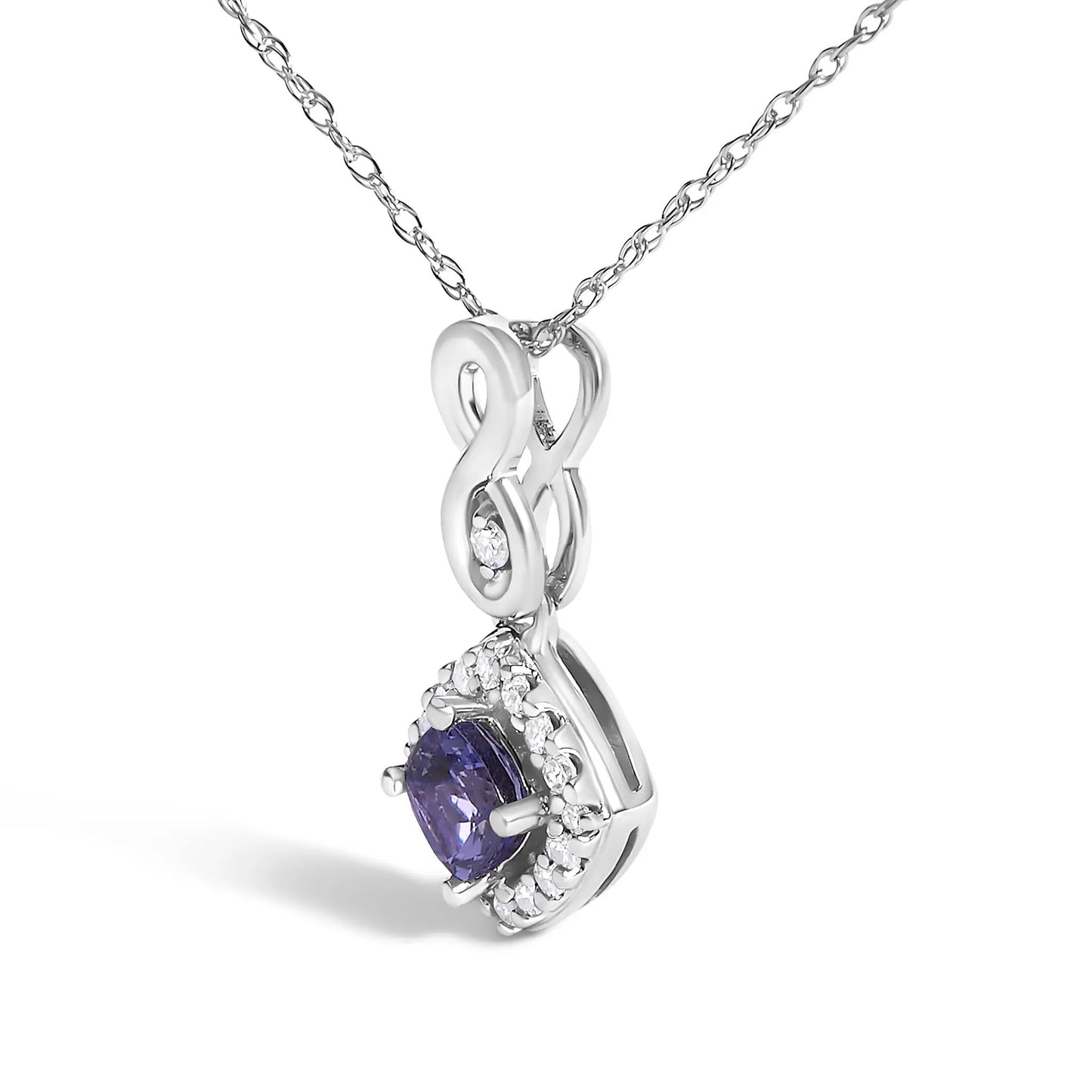 10K white gold tanzanite drop pendant necklace with diamond accents by Bids on Tampa Home & Garden Store