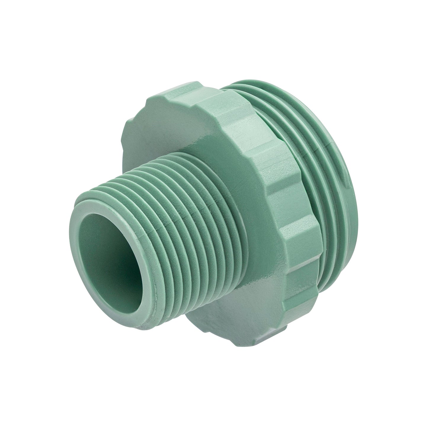 Three Quarter Inch MPT Transition Adapter Orbit Irrigation green plastic threaded adapter on Tampa Home & Garden Store