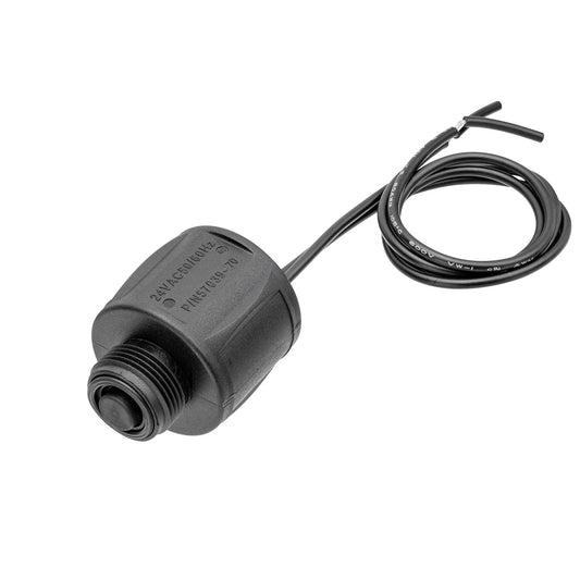 24V solenoid for Orbit irrigation sprinkler valves, black plastic body with attached cable on Tampa Home & Garden Store