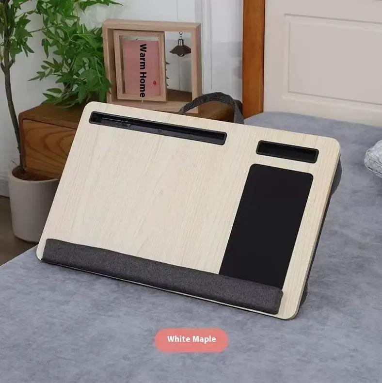 Portable knee lazy table by FLIPSTYLEZLLC with white maple finish, black pad and handle on Tampa Home & Garden Store