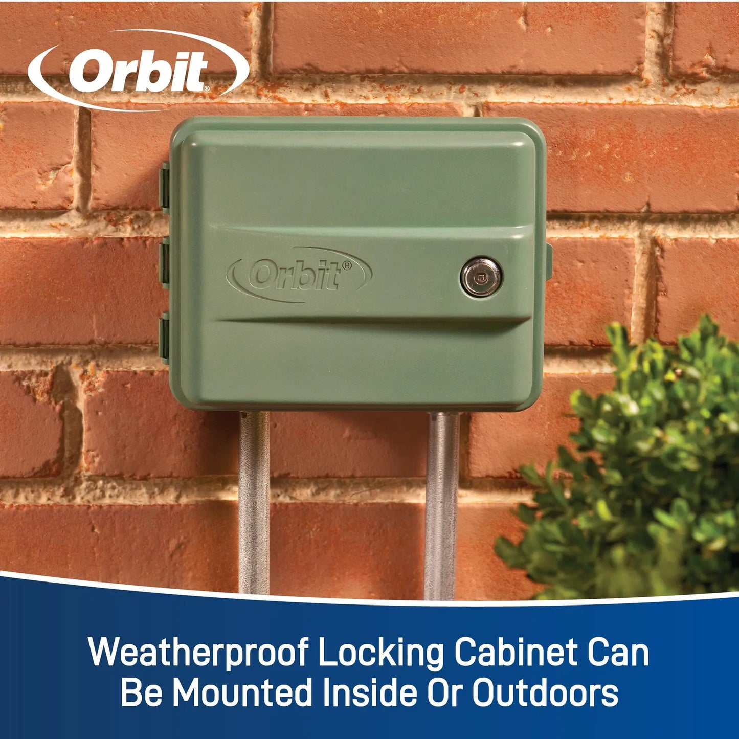 Orbit Easy Set Logic sprinkler timer indoor/outdoor weatherproof cabinet mounted on wall on Tampa Home & Garden Store