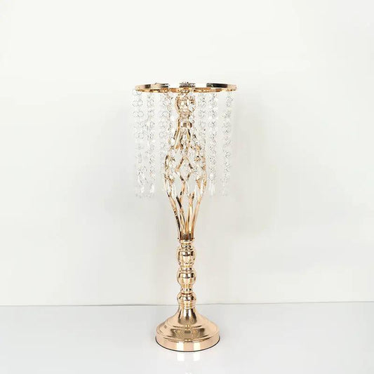 Gold plated wrought iron flower stand with crystal bead curtains on Tampa Home & Garden Store