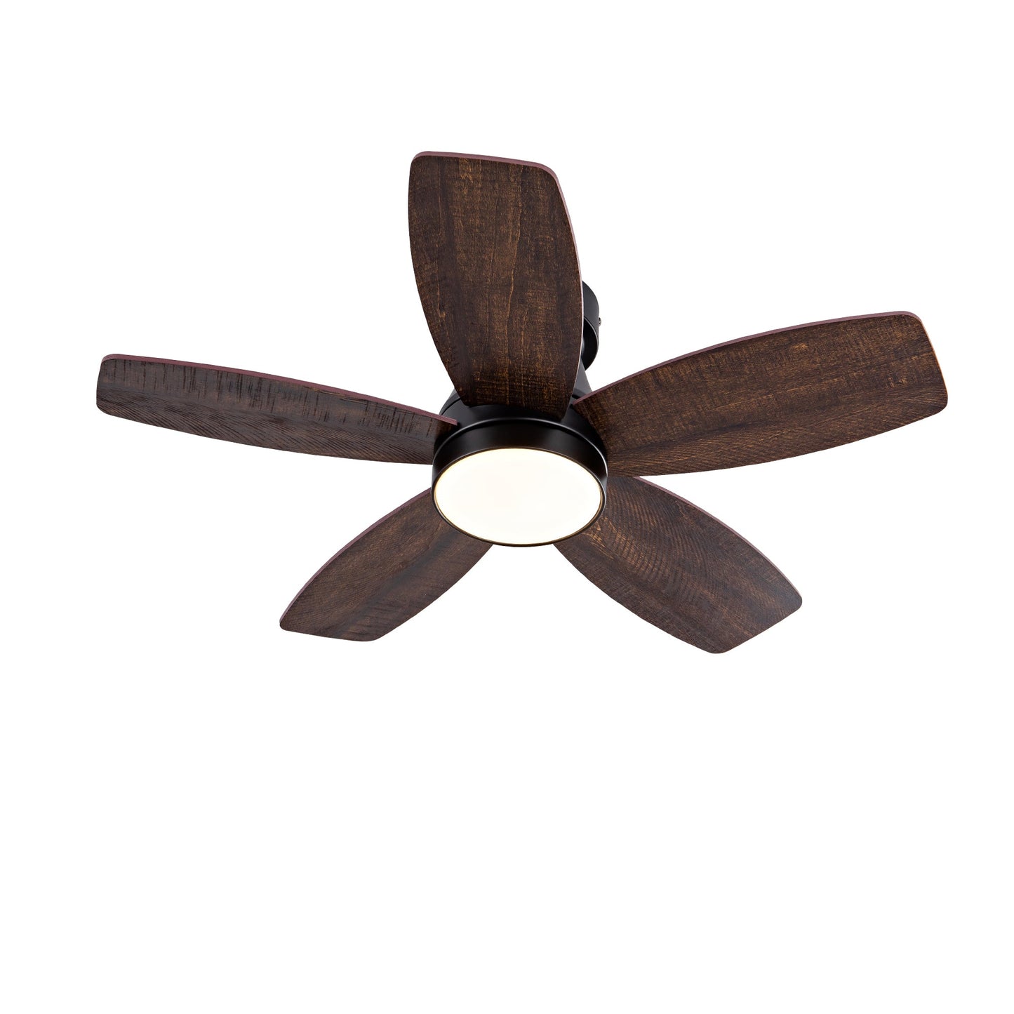 HouseOfZazla 32in ceiling fan with light, dark wood blades, flush mount, remote on Tampa Home & Garden Store