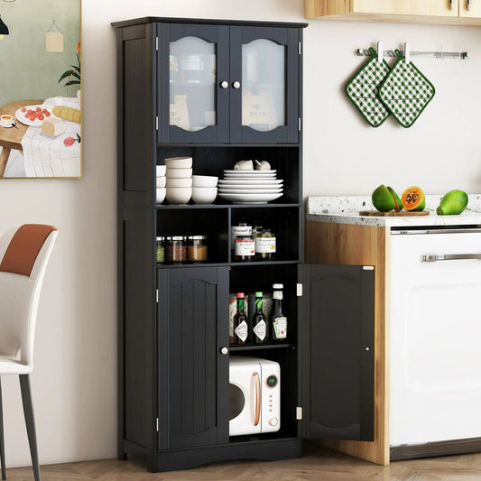 Freestanding linen cabinet with frosted glass doors in dark charcoal finish by DirectDeals on Tampa Home & Garden Store