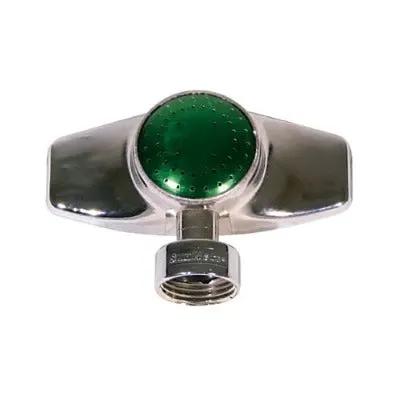 Circular Small Area Lawn Sprinkler with chrome body and green top by Orbit Irrigation on Tampa Home & Garden Store