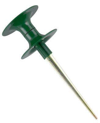 Hose Guide with Zinc Spike, green plastic hub and long metal spike for garden use on Tampa Home & Garden Store