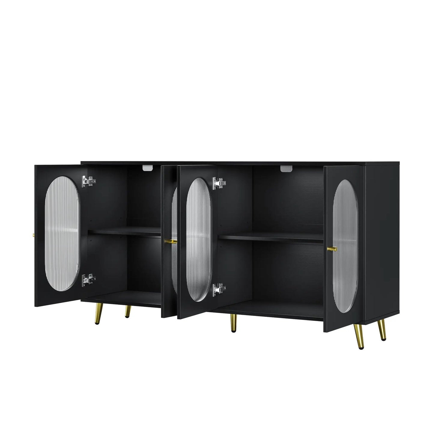 Set of 3 modern accent sideboard cabinets with black finish acrylic doors and gold legs on Tampa Home & Garden Store
