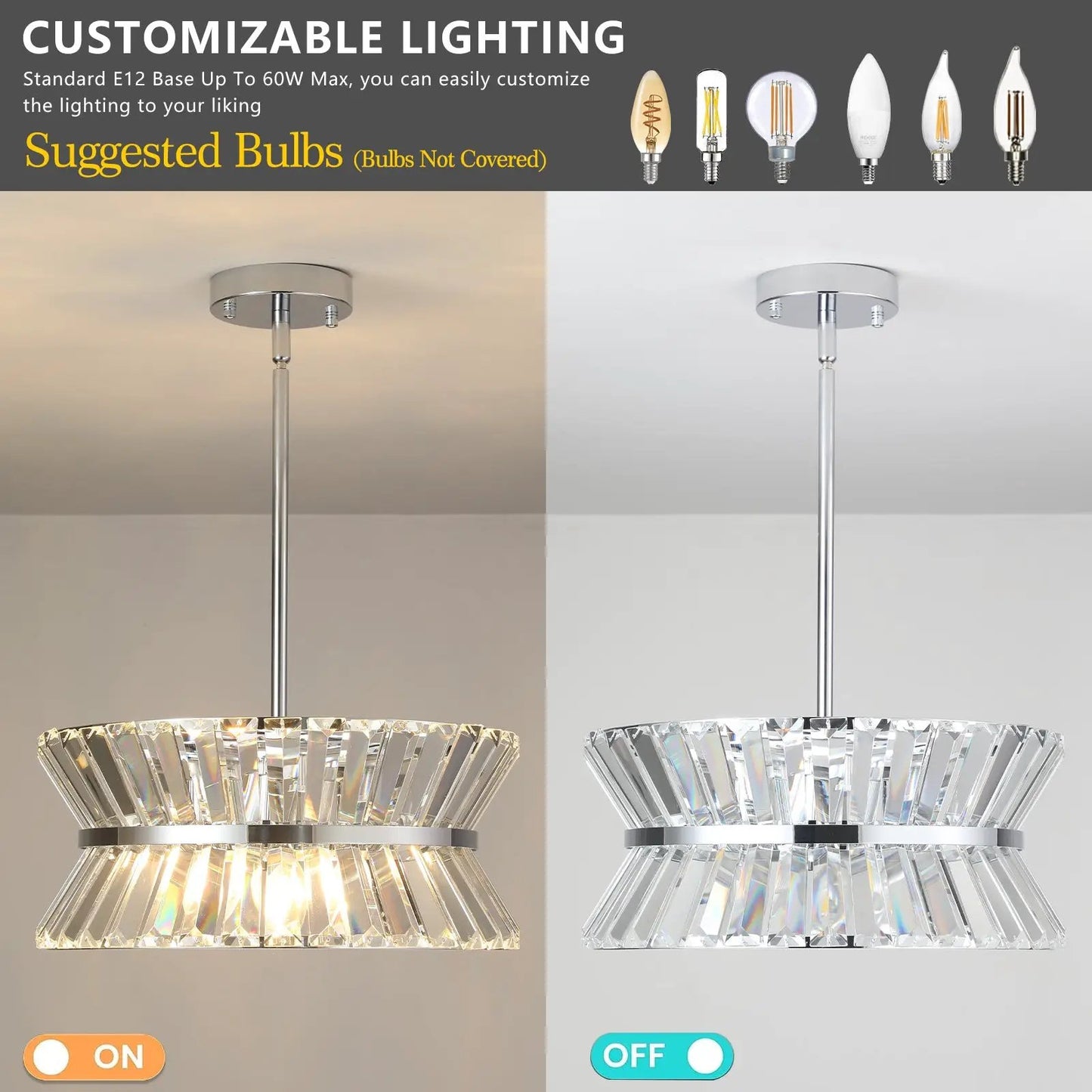 Lustre moderne en cristal pour salon rond Lampe en cristal Luminaire de luxe pour décoration intérieure
