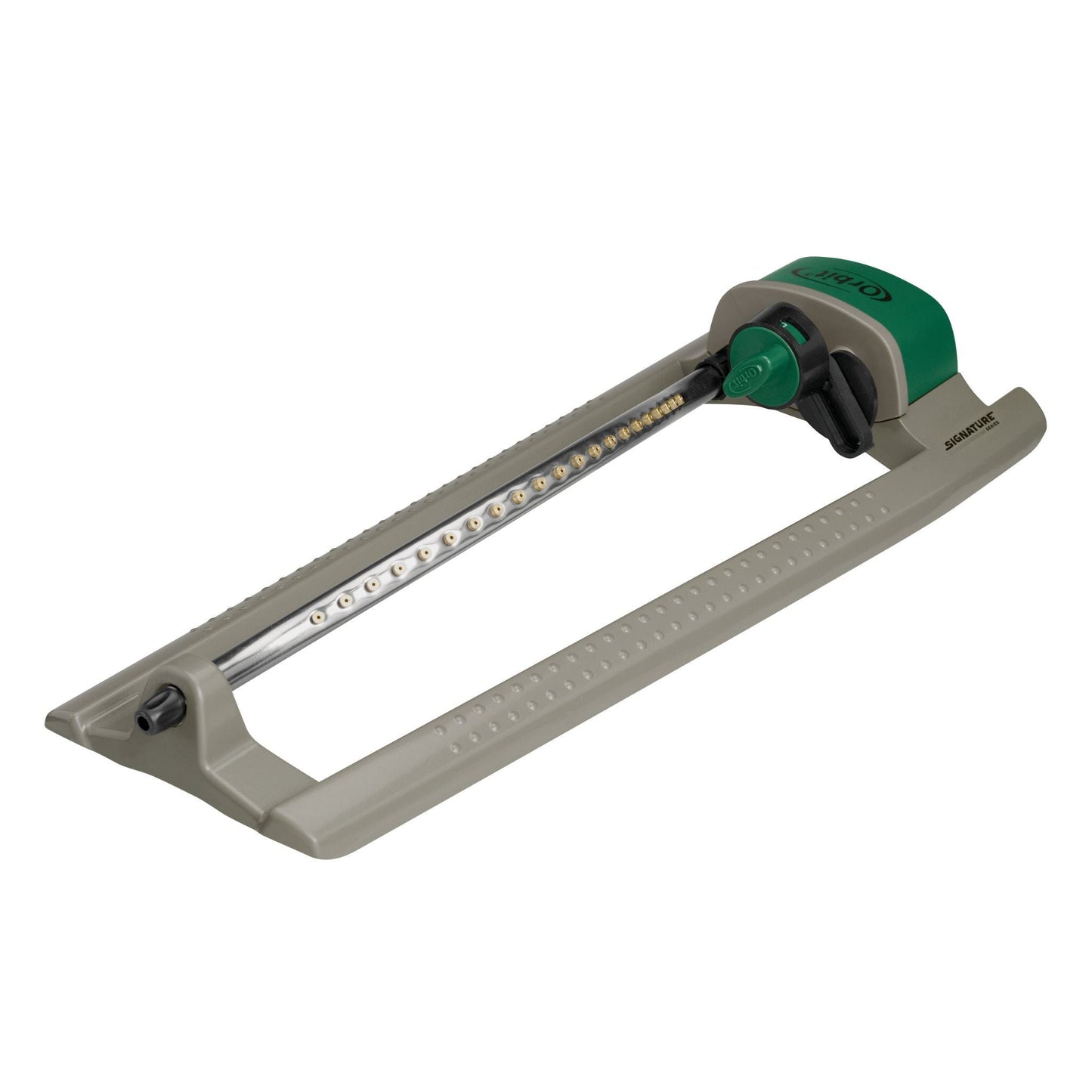 Orbit Signature Series metal oscillating sprinkler hose end, green-gray housing, 3600 sq ft on Tampa Home & Garden Store
