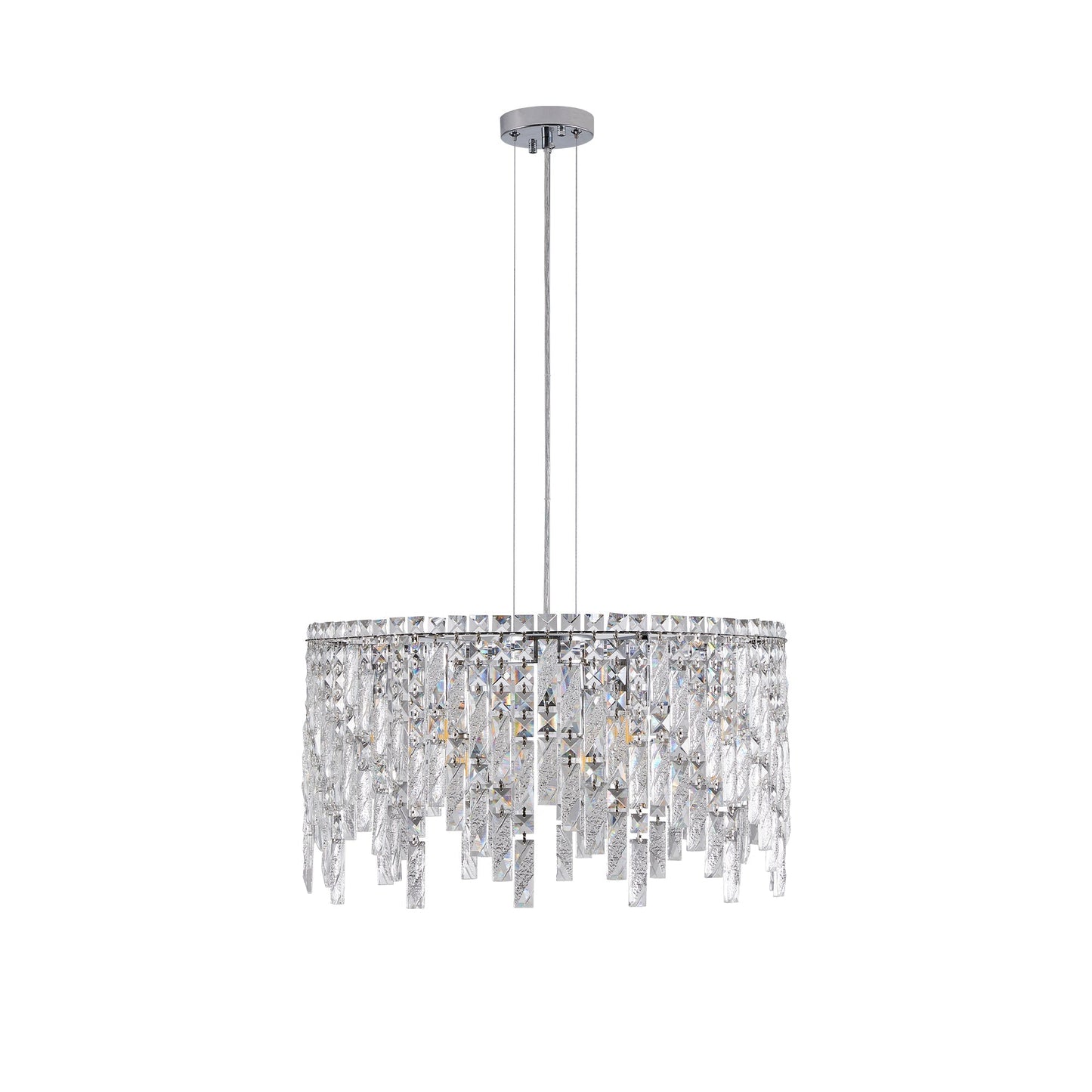 24in round silver crystal chandelier by HouseOfZazla; luxe prisms in a circular frame on Tampa Home & Garden Store