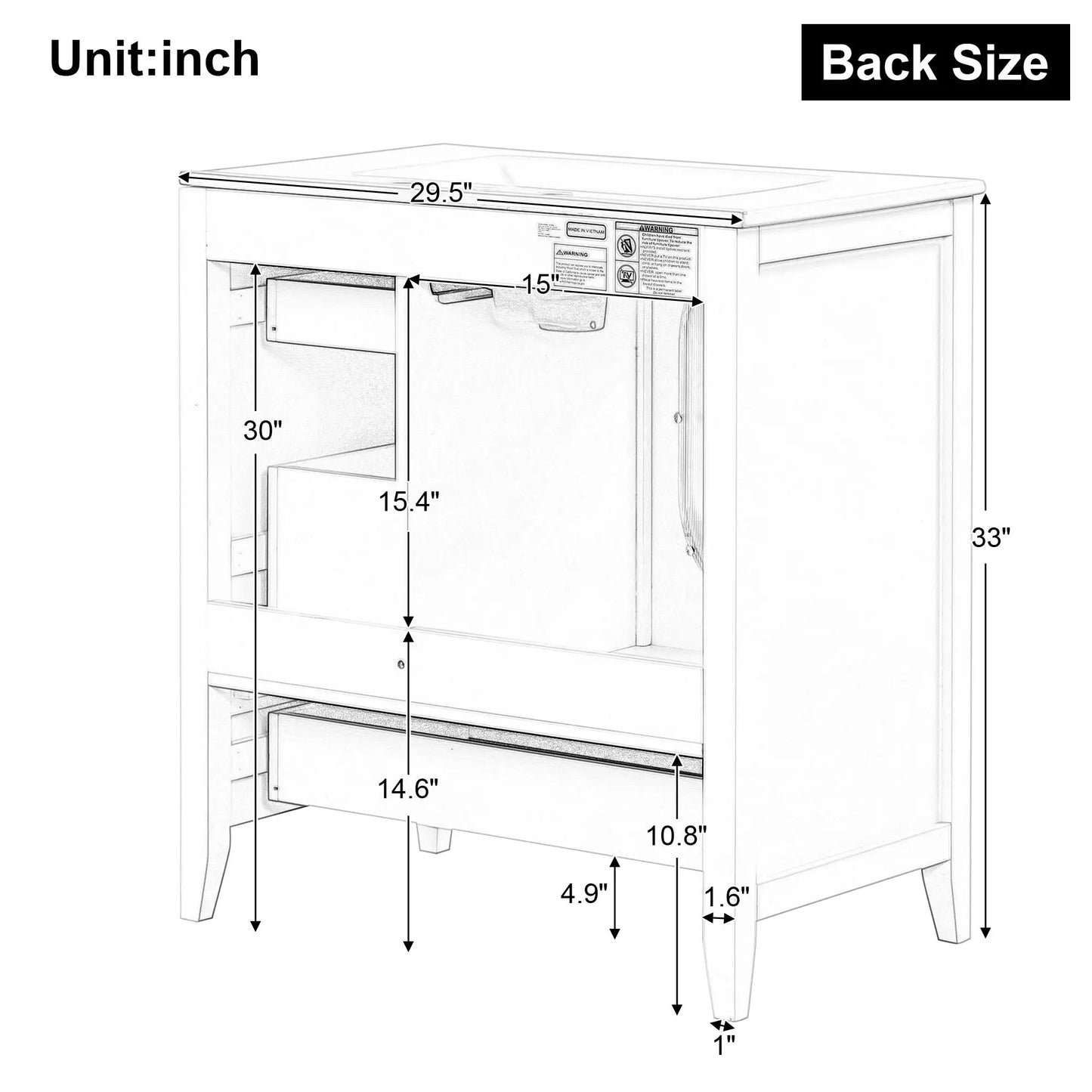 30 Inch Vanity with Sink in black solid wood MDF bathroom cabinet with built-in sink on Tampa Home & Garden Store