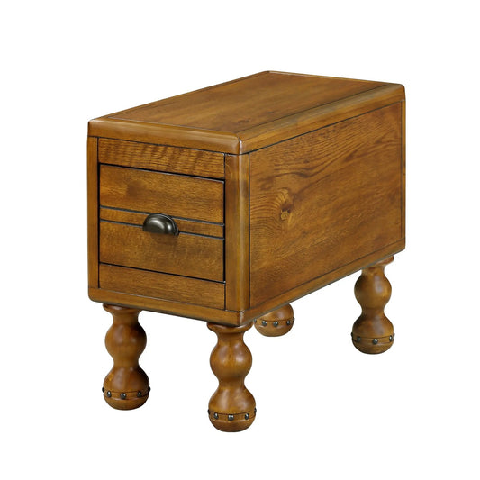 Solid wood end table with drawers in antique brown, nightstand style on Tampa Home & Garden Store