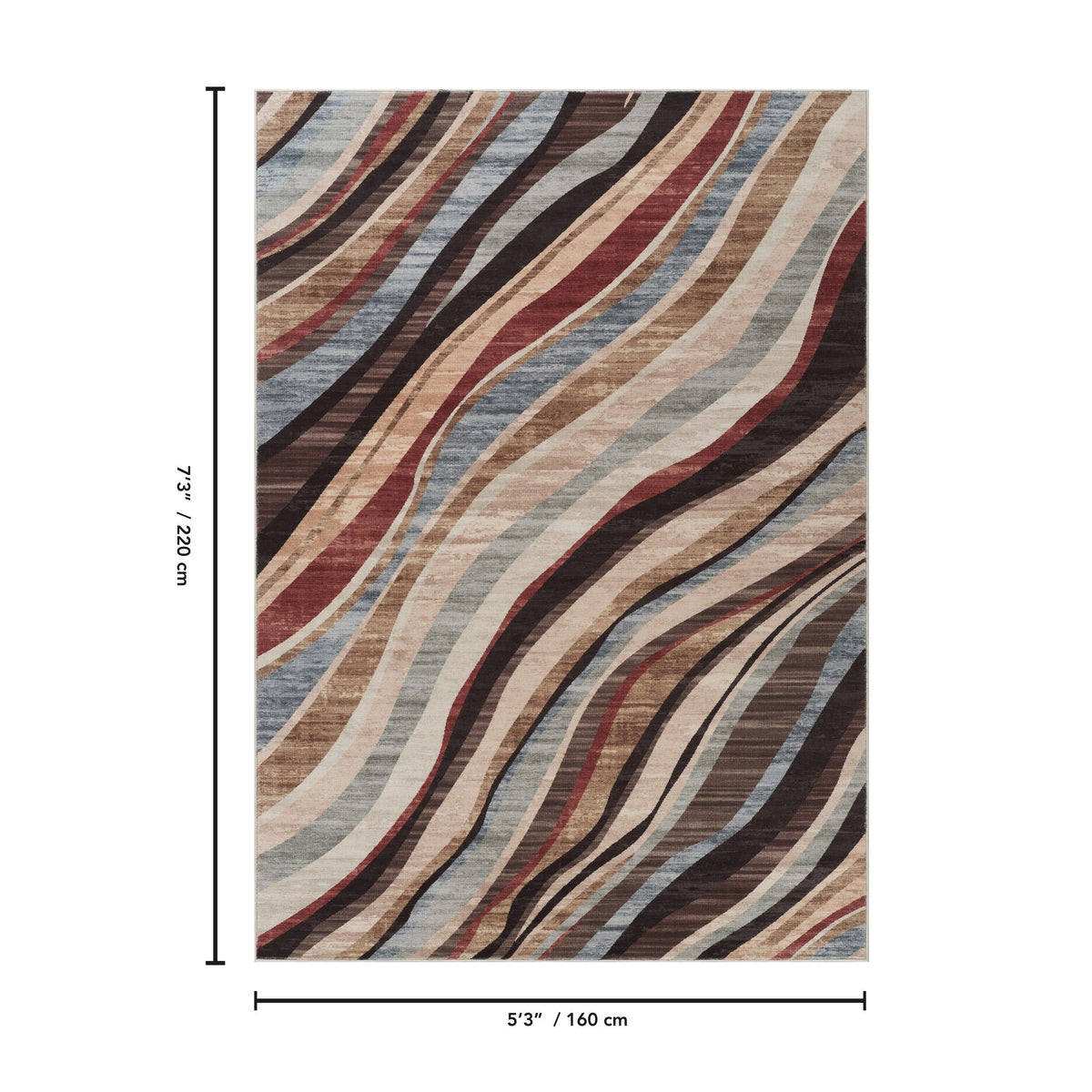 Modern polyester rug by HouseOfZazla with multicolor curved stripe pattern on Tampa Home & Garden Store