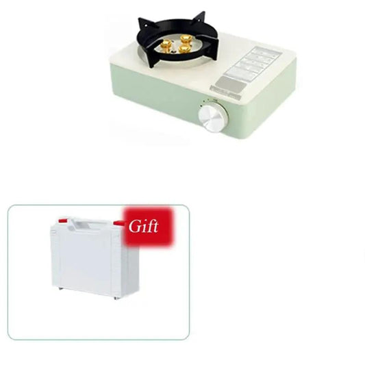 Outdoor Compact Gas Stove 3.5KW stainless steel, green unit with single burner on Tampa Home & Garden Store