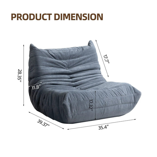 Gray memory-foam floor sofa bean bag chair for adults, quilted fabric on Tampa Home & Garden Store