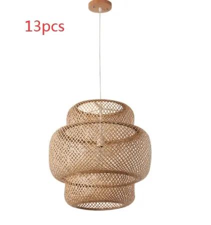 Nordic Bamboo Weaving Chandelier pendant light with bamboo shade by Decorbites, 13pcs on Tampa Home & Garden Store