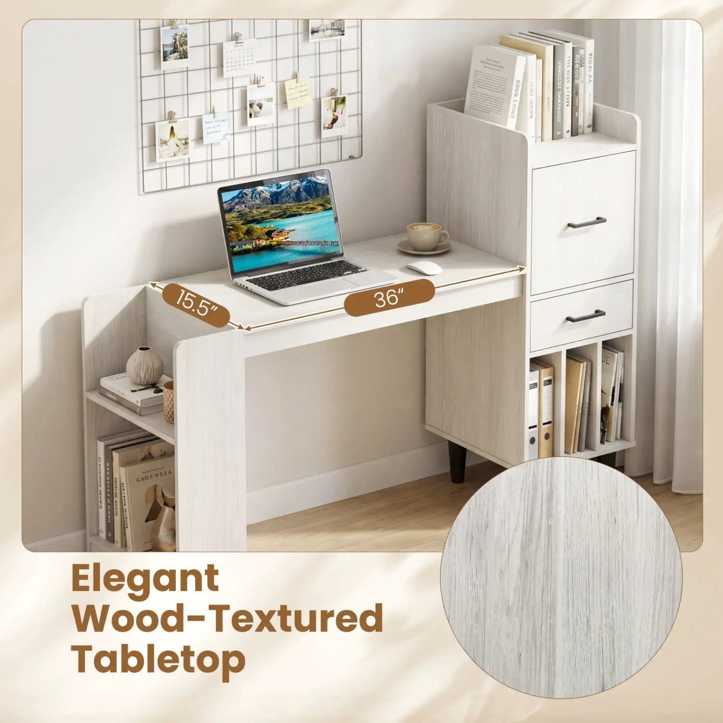 59 Inch L Shaped Corner Desk With Storage Drawer