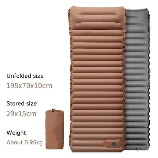Two ultralight camping sleeping pads with built-in pump, brown/gray by VIP Digital Presence on Tampa Home & Garden Store
