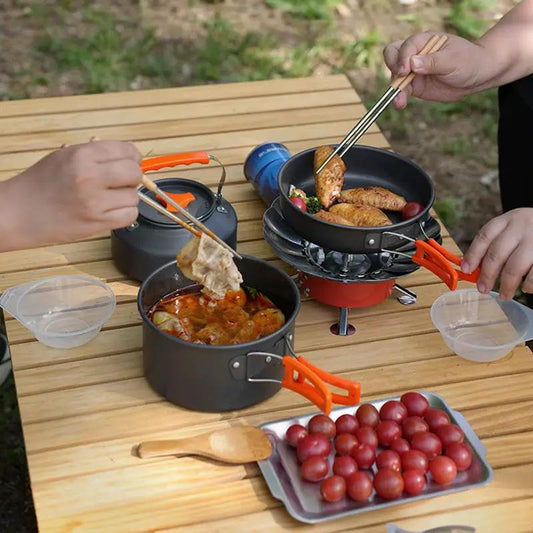 1-3 Person Camping Cookware Set: Light, Portable Pot & Pan in Carrying Bag, Ideal for Outdoor Trips - Tampa Home & Garden Store