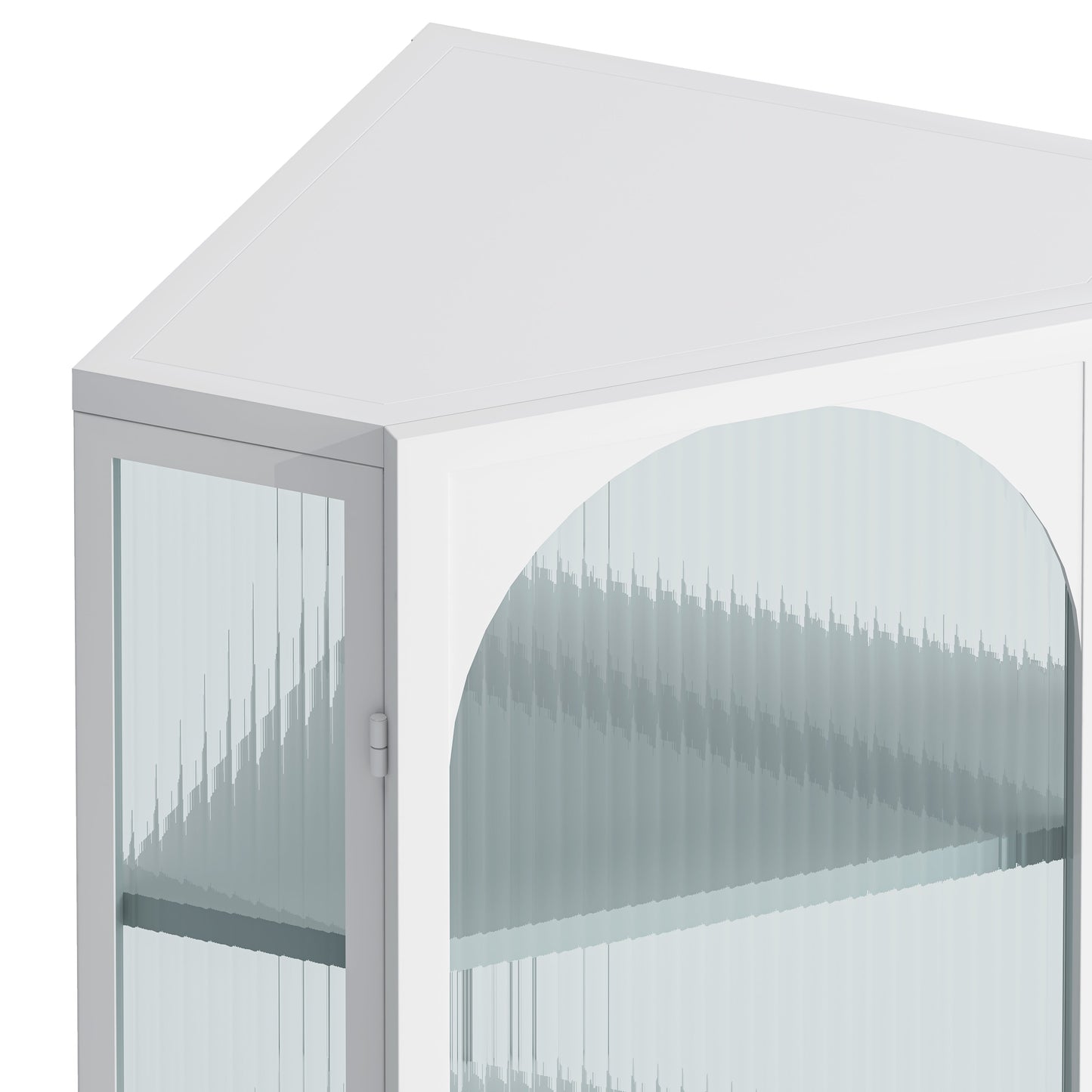 Glass Door Wall Mounted Corner Cabinet with Featuring Four-tier Storage White