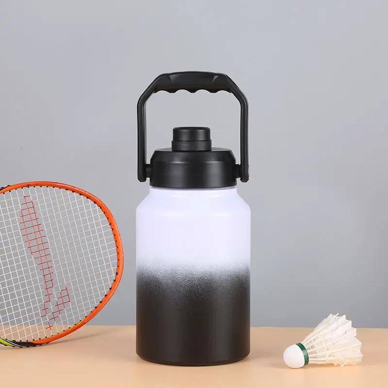 Double Wall Half Gallon Water Bottle by VIP Digital Presence white-black gradient black lid on Tampa Home & Garden Store