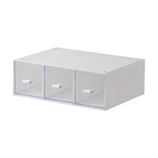 Three-drawer tea bag storage box for kitchen drawers with clear fronts and white knobs on Tampa Home & Garden Store