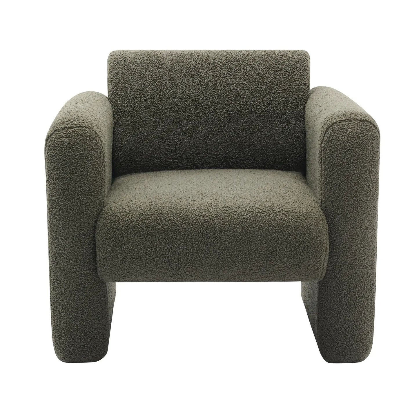 Modern Accent Chair in Seaweed Green Sherpa, plush textured upholstery, armchair on Tampa Home & Garden Store