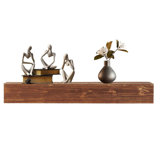 48 Inch Rustic Wood Fireplace Mantel and Shelf