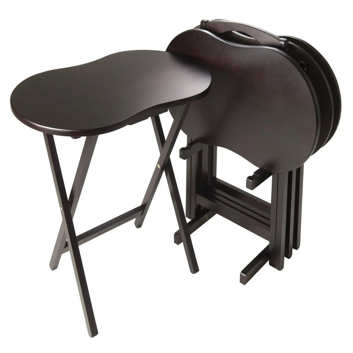 5-Piece TV Table Set in Espresso Finish with Peanut Shape Top - Tampa Home & Garden Store